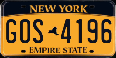 NY license plate GOS4196
