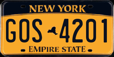 NY license plate GOS4201
