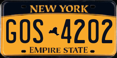 NY license plate GOS4202
