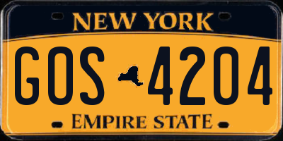 NY license plate GOS4204