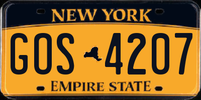 NY license plate GOS4207