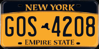 NY license plate GOS4208