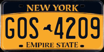 NY license plate GOS4209