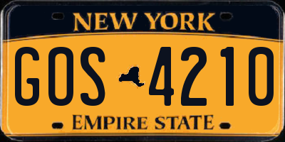 NY license plate GOS4210