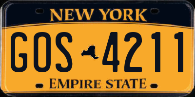 NY license plate GOS4211
