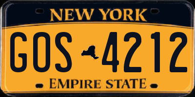 NY license plate GOS4212