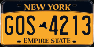 NY license plate GOS4213