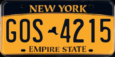 NY license plate GOS4215