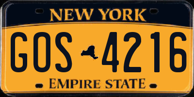 NY license plate GOS4216