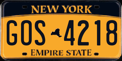 NY license plate GOS4218