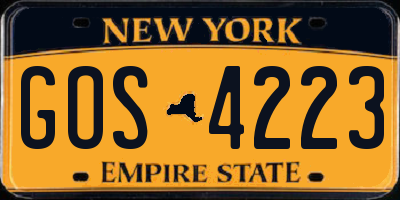NY license plate GOS4223