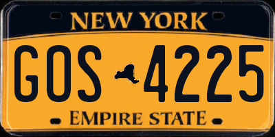 NY license plate GOS4225
