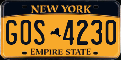 NY license plate GOS4230