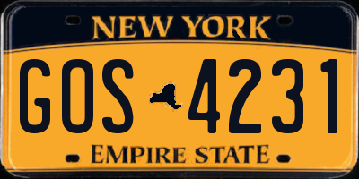 NY license plate GOS4231