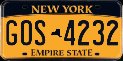 NY license plate GOS4232