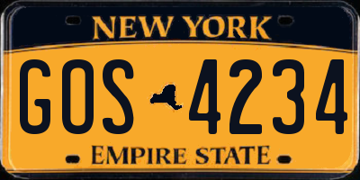 NY license plate GOS4234