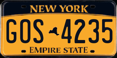 NY license plate GOS4235
