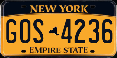 NY license plate GOS4236