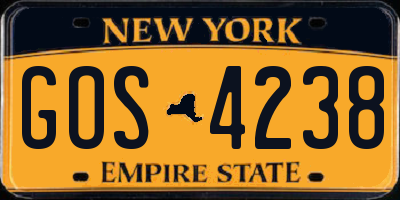 NY license plate GOS4238