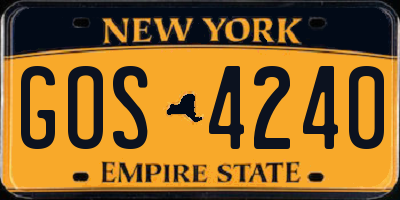 NY license plate GOS4240