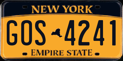 NY license plate GOS4241