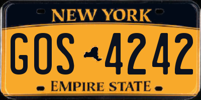 NY license plate GOS4242