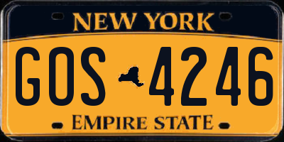 NY license plate GOS4246