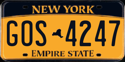 NY license plate GOS4247