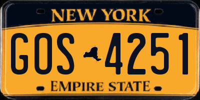NY license plate GOS4251