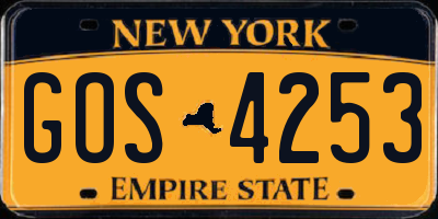 NY license plate GOS4253