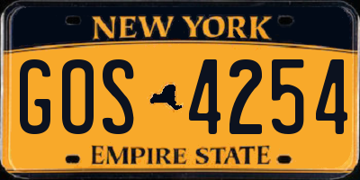 NY license plate GOS4254