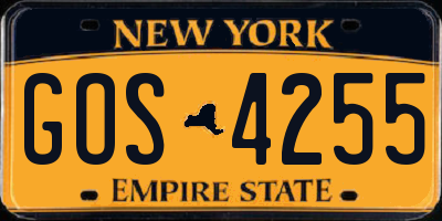 NY license plate GOS4255