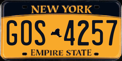 NY license plate GOS4257