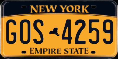 NY license plate GOS4259