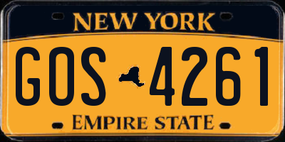 NY license plate GOS4261