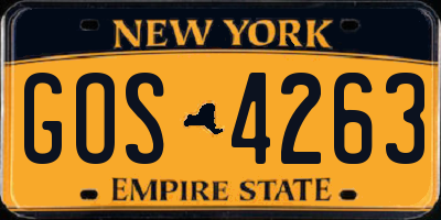 NY license plate GOS4263