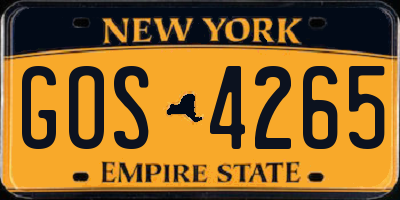 NY license plate GOS4265