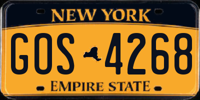 NY license plate GOS4268