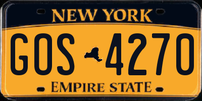 NY license plate GOS4270