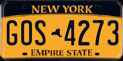 NY license plate GOS4273