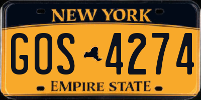 NY license plate GOS4274