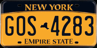 NY license plate GOS4283
