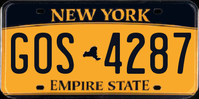 NY license plate GOS4287