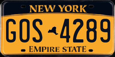 NY license plate GOS4289