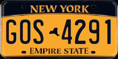 NY license plate GOS4291
