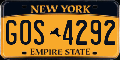 NY license plate GOS4292