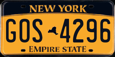 NY license plate GOS4296