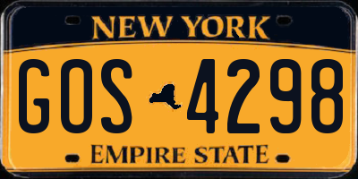NY license plate GOS4298