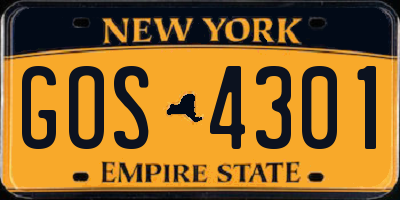 NY license plate GOS4301