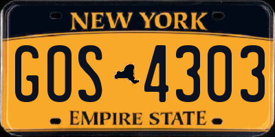 NY license plate GOS4303